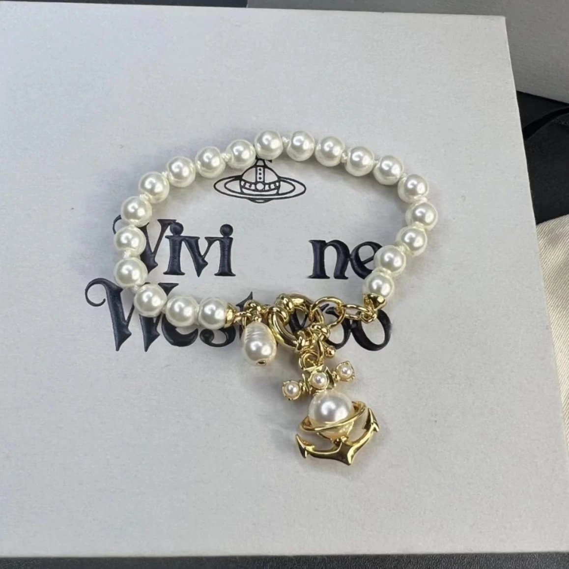 Vivienne Westwood Pearl White Orb Charm Bracelet