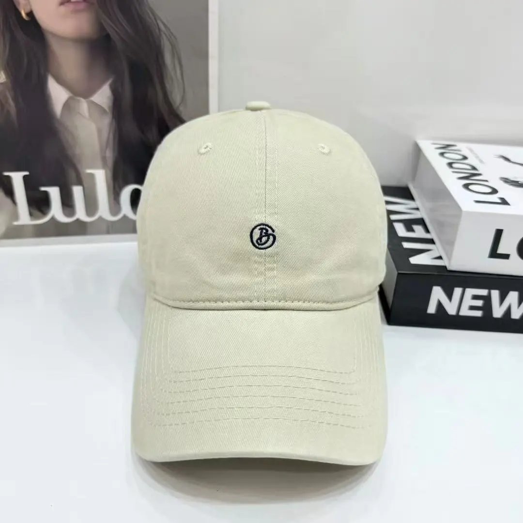 Unbranded Hats Washed Cotton Baseball Cap with Embroidered Monogram — Off-white