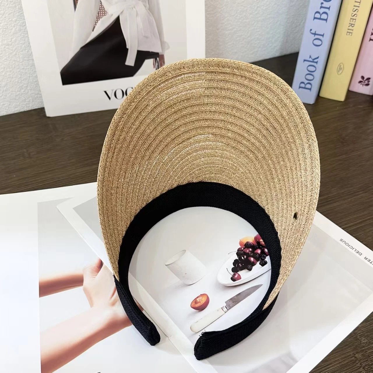 Polo Ralph Lauren Straw Visor Beige Black Classic Sun Visor