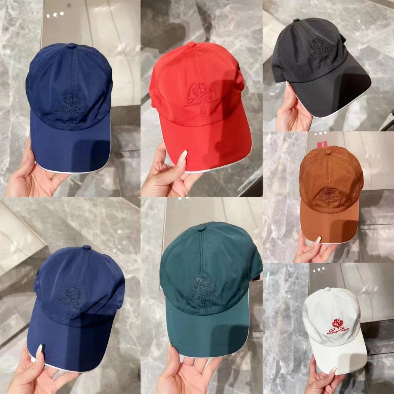 Longchamp Logo Embroidered Navy Red Black Tan Teal White Baseball Cap