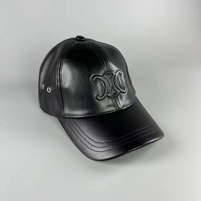 Celine Hats Triomphe Logo Leather Baseball Cap product detail image 2
