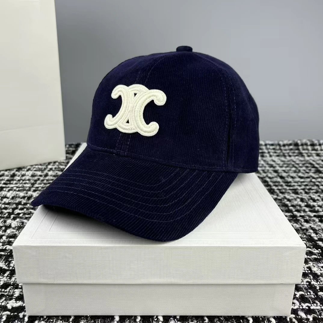 Corduroy Baseball Cap White Black Beige Red Navy Classic Logo Embroidered