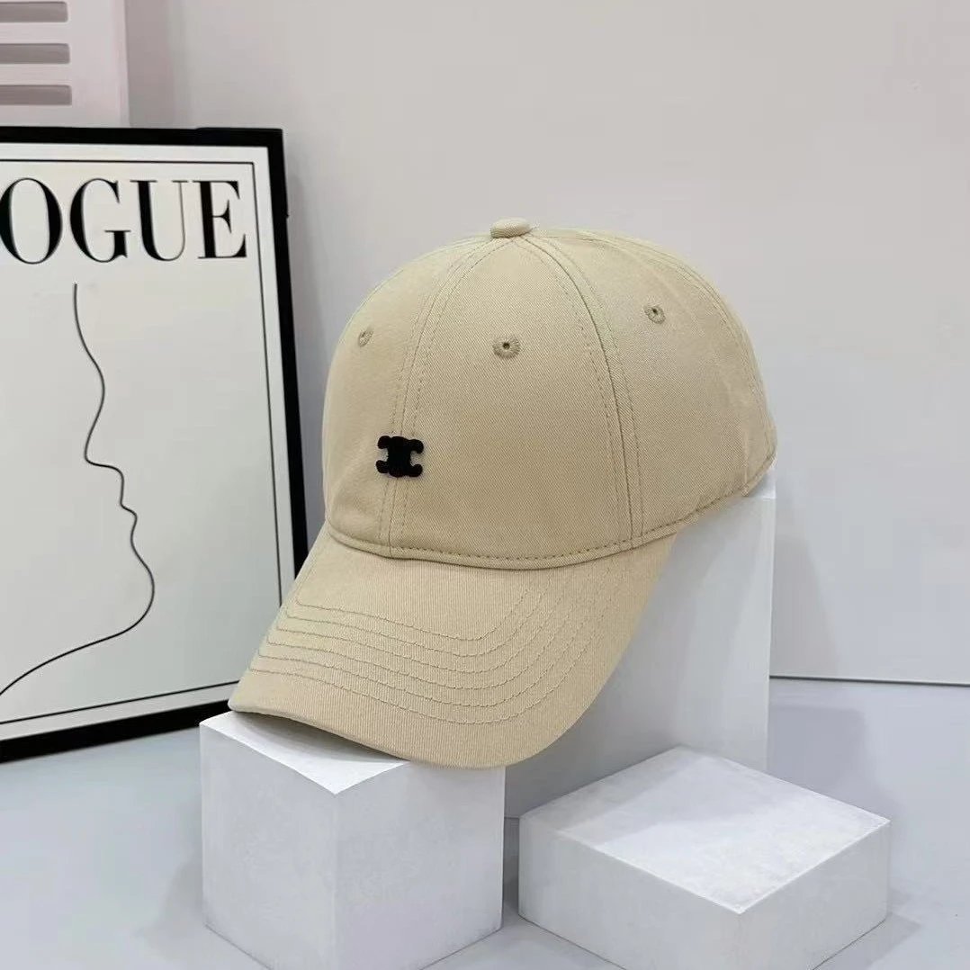 Black Cotton Baseball Cap with White Logo Embroidery Casual Style