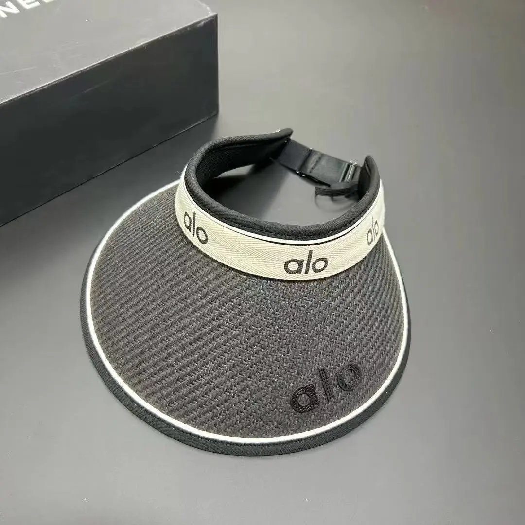 Alo Sun Visor Beige Black Woven Sport Visor