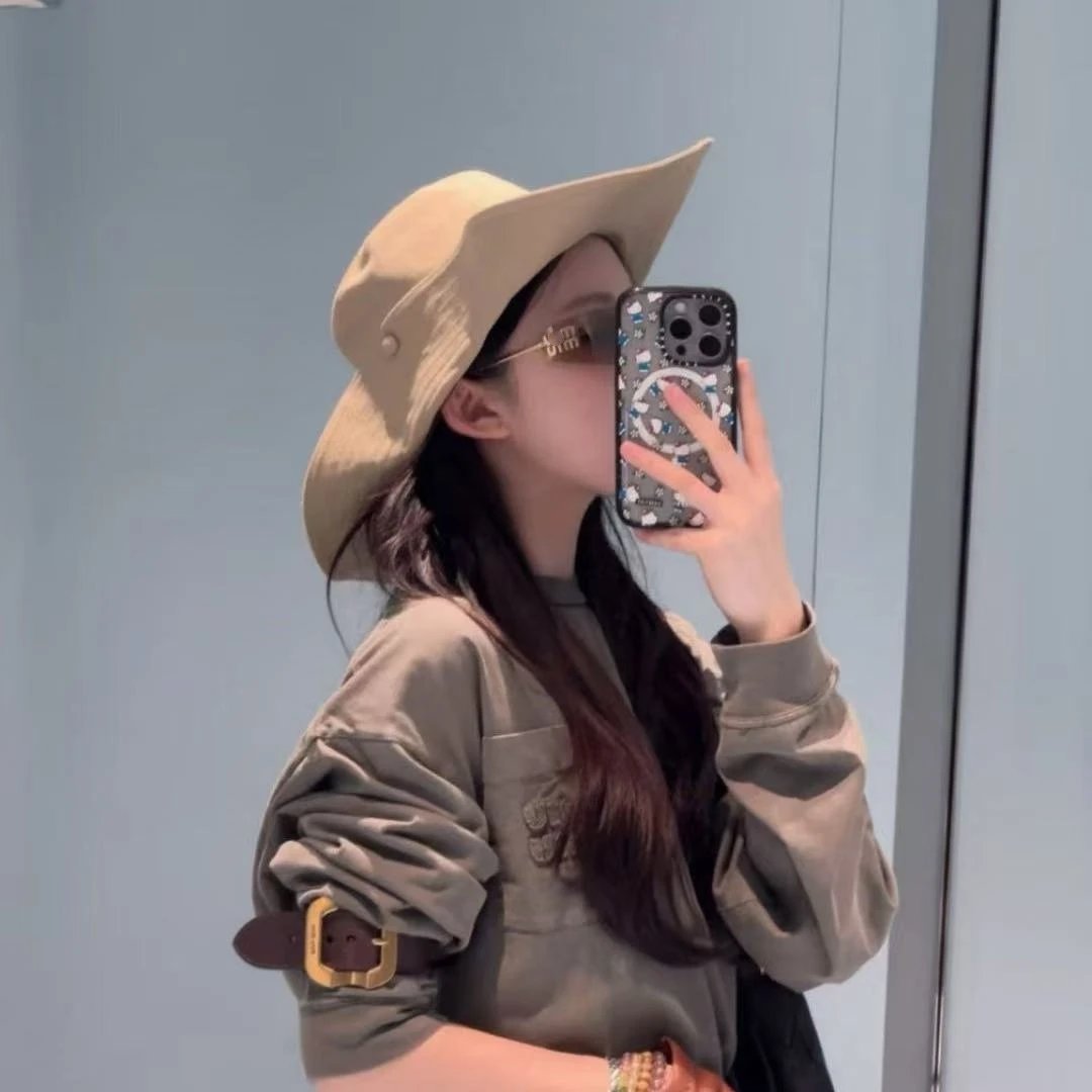 Miu Miu Beige Pink Embroidered Bucket Hat