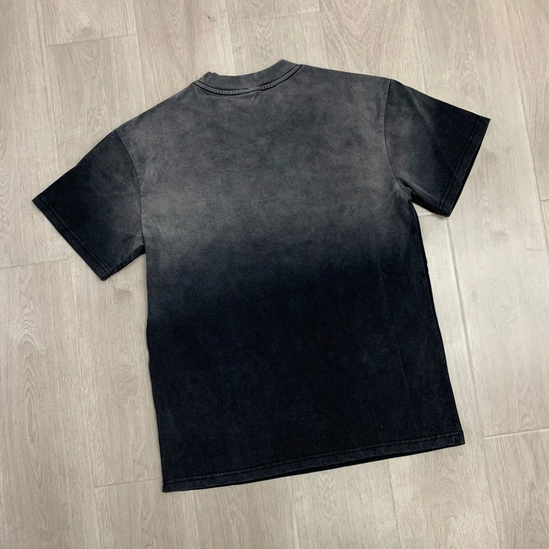 Washed Black Gradient Oversized Crewneck T-Shirt