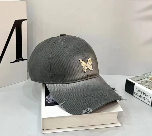 Unbranded Hats Butterfly Metal Accent Distressed Baseball Cap product detail image 9