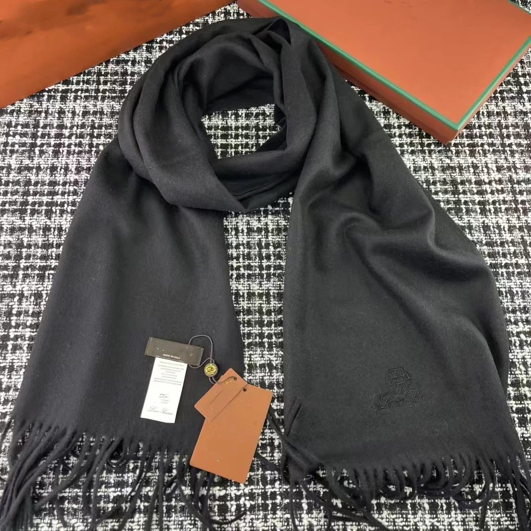 Luxury Cashmere Scarf Neutral Tone Classic Fringed Wrap