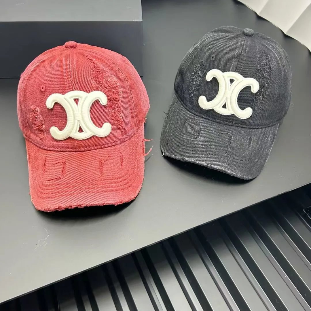 Chanel CC Logo Distressed Cotton Baseball Cap