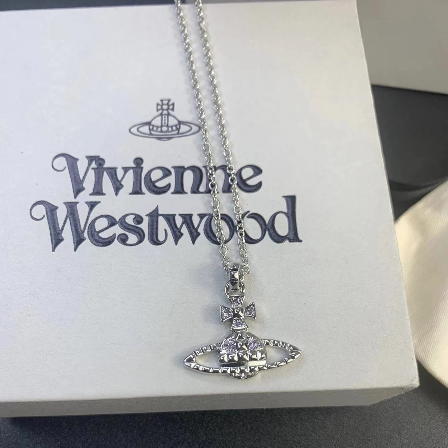 Vivienne Westwood Orb Silver Crystal Pendant Necklace