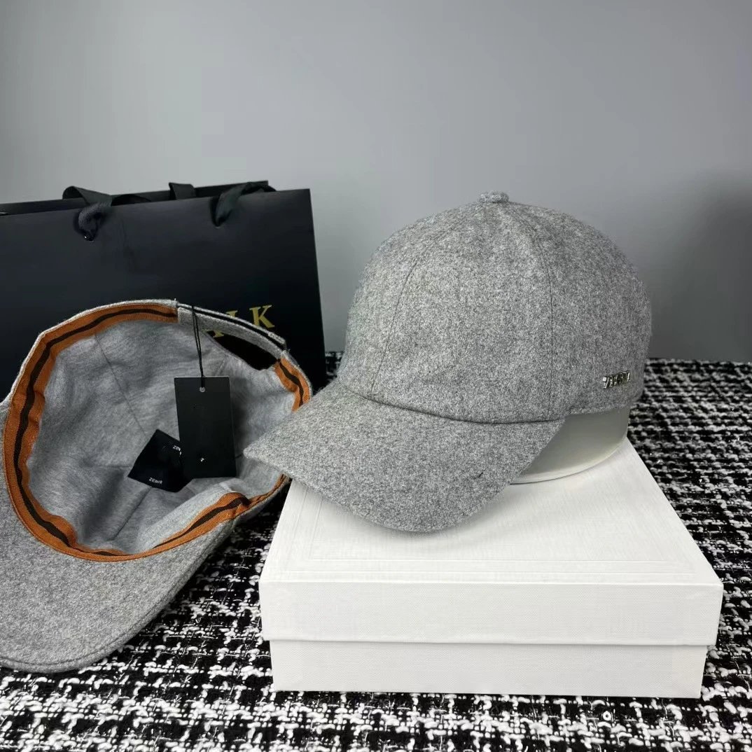 ZEGNA Hats Wool baseball cap with metal logo plaque image 2