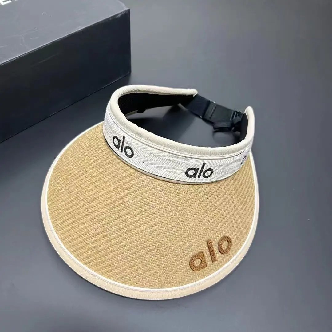 Alo Sun Visor Beige Black Woven Sport Visor