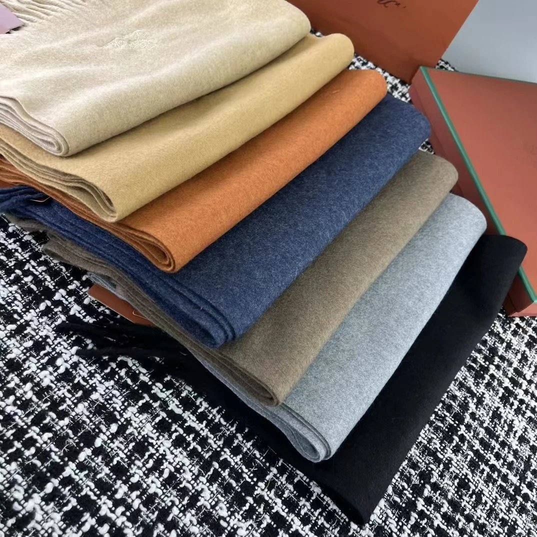 Luxury Cashmere Scarf Neutral Tone Classic Fringed Wrap
