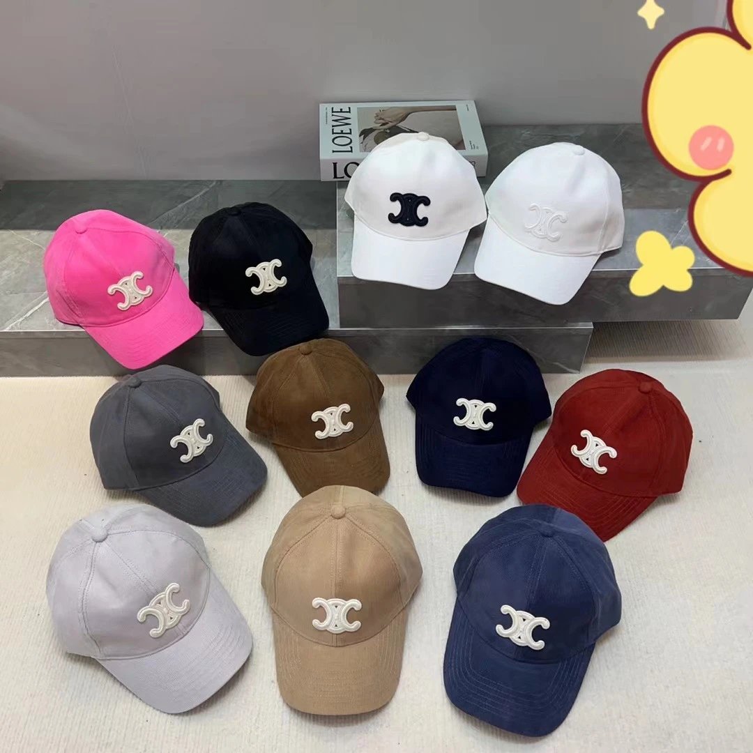 Celine Logo Embroidered White Casual Baseball Cap