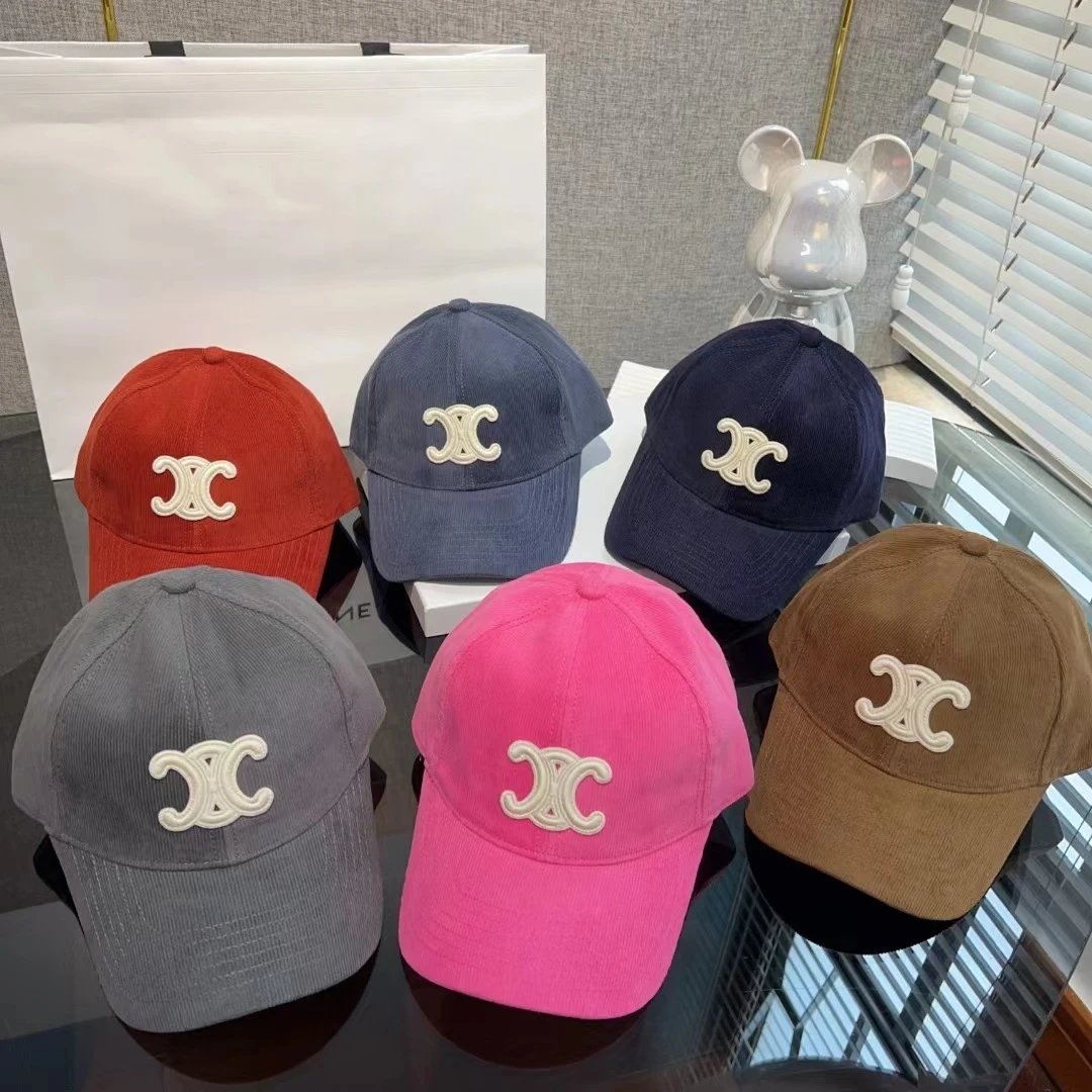 Celine Logo Embroidered White Casual Baseball Cap