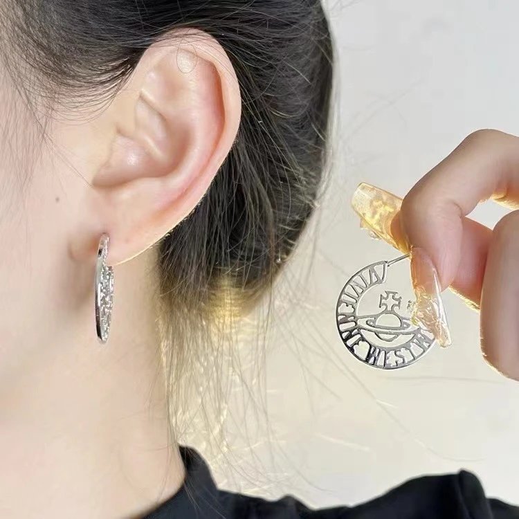 Vivienne Westwood Orb Silver Tone Statement Earrings