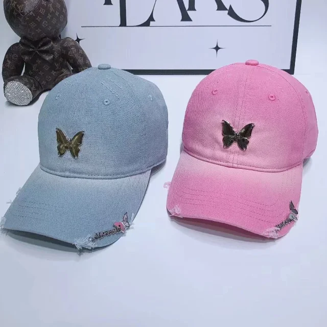 Unbranded Hats Butterfly Metal Accent Distressed Baseball Cap product detail image 4