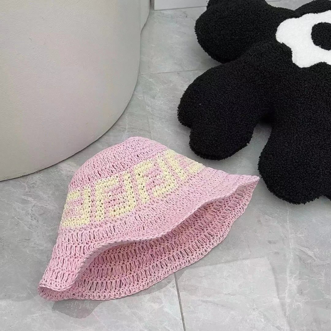 Crochet Bucket Hat Multicolor Logo Pattern Summer Hat
