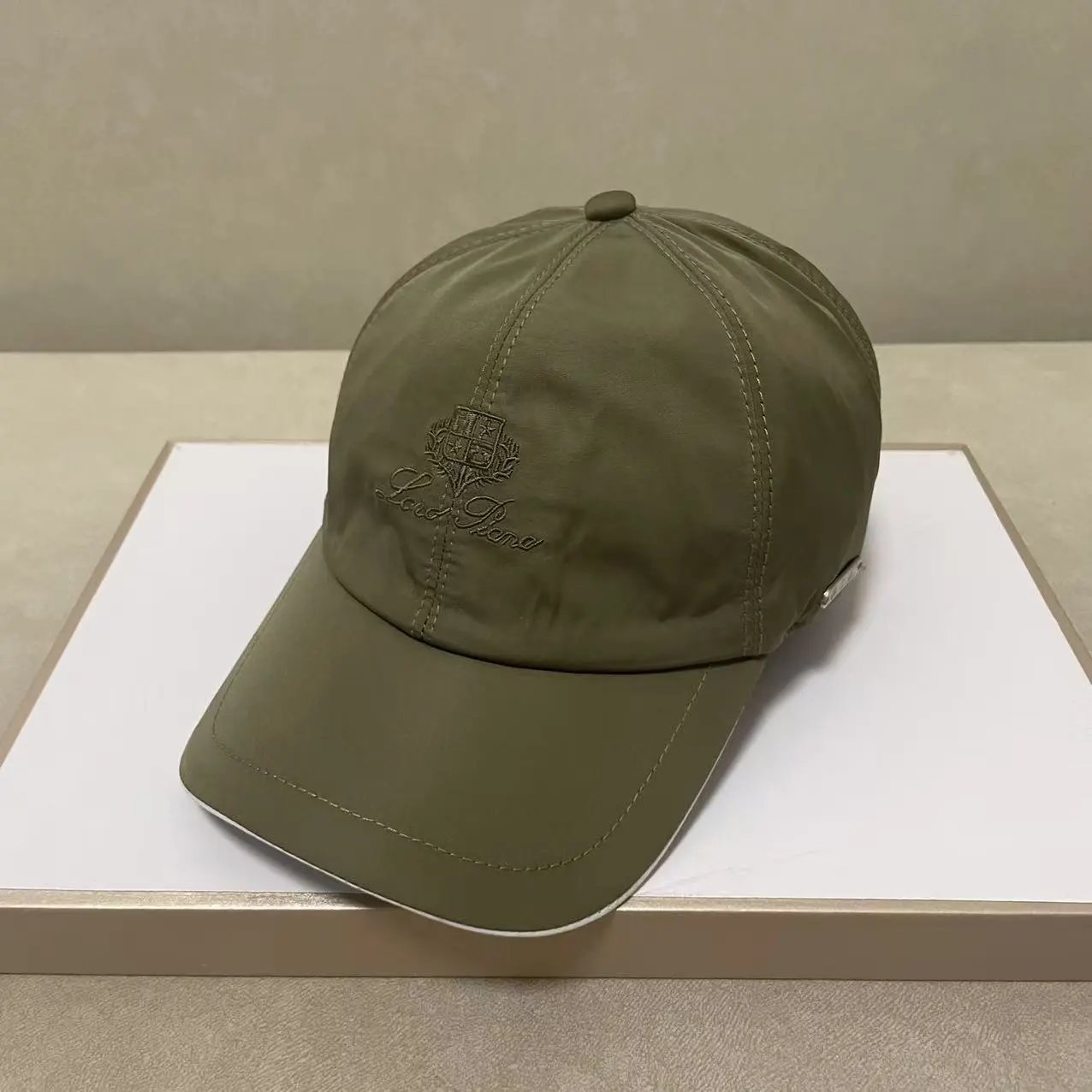 Loro Piana Hats Embroidered Logo Baseball Cap with Contrast Piping — army green