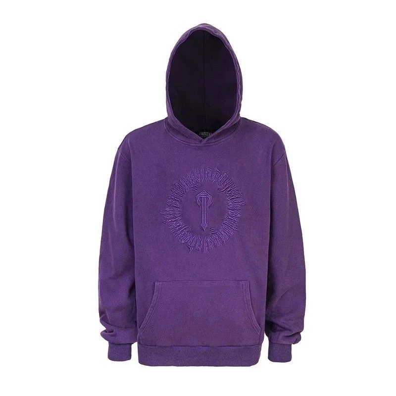 Graphic Hooded Sweatshirt Charcoal Blue Purple Olive Casual Pullover