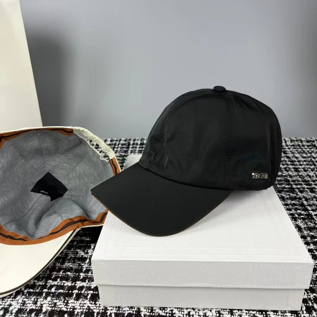 Zegna Cap Navy Blue Brown Beige White Casual Baseball Hat