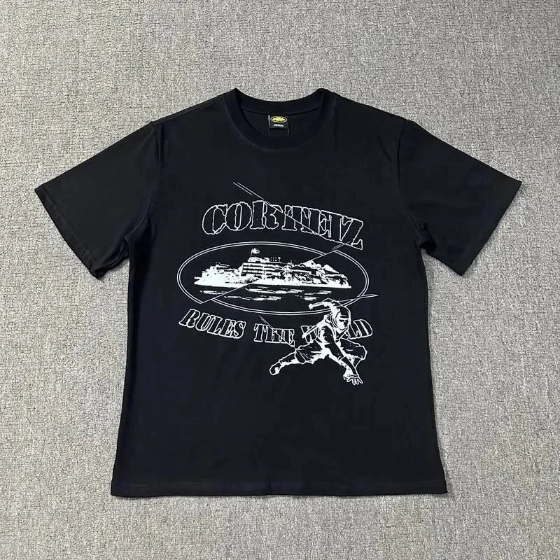 Cortez Graphic Print Black Streetwear T-Shirt