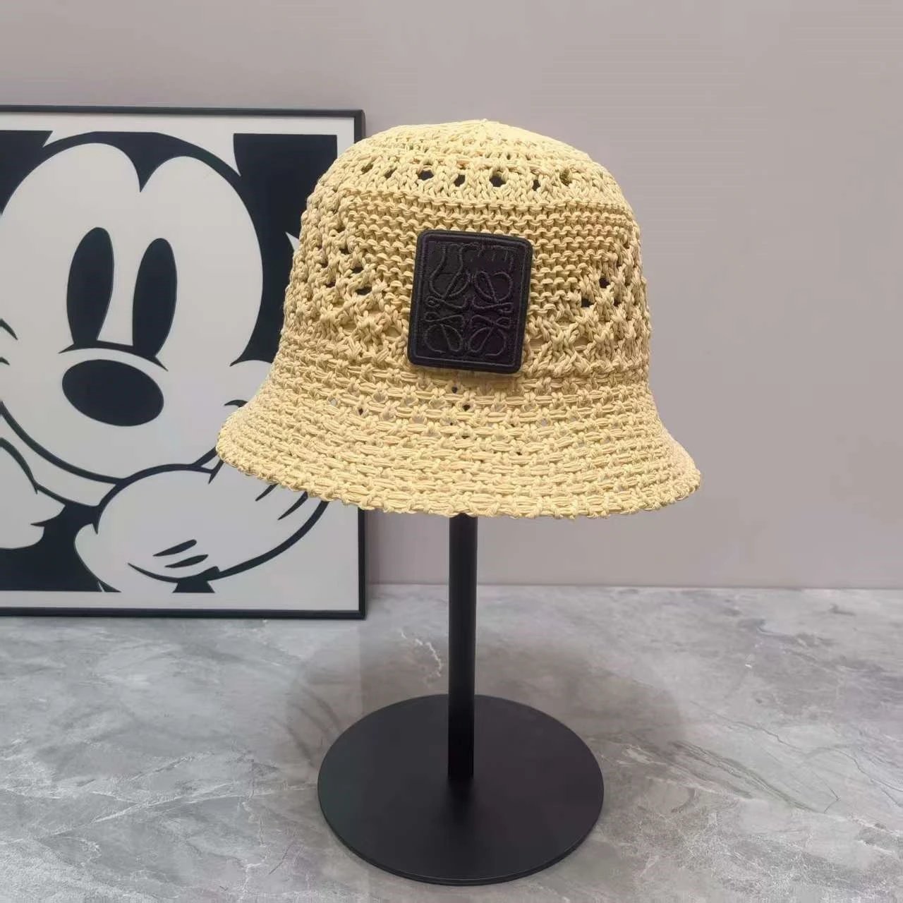 Crochet Bucket Hat Beige Blue Red Tan Black Bohemian