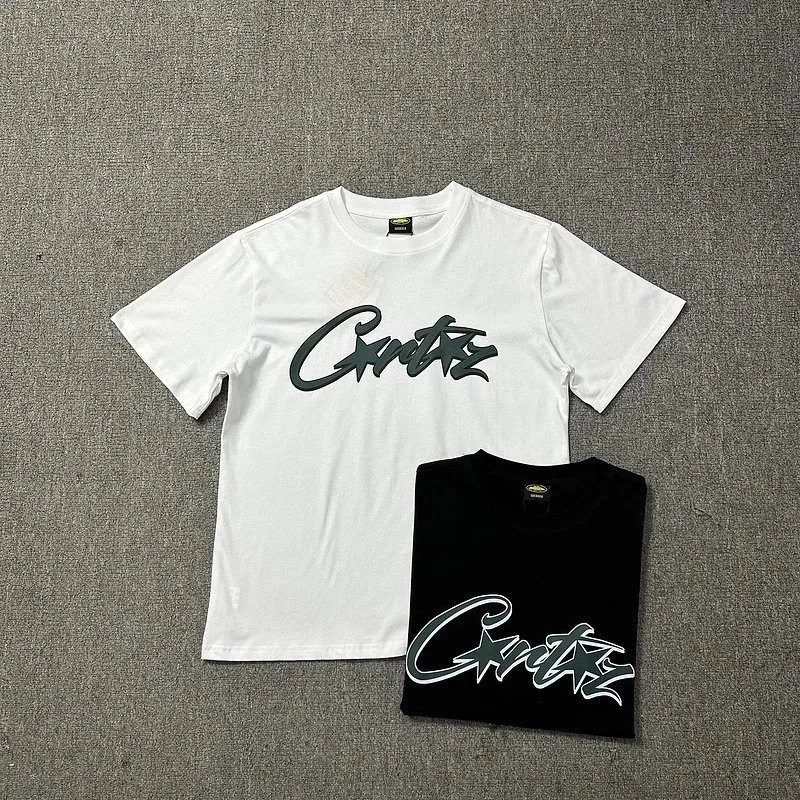 Corteiz White Black Script Logo Graphic T-Shirt