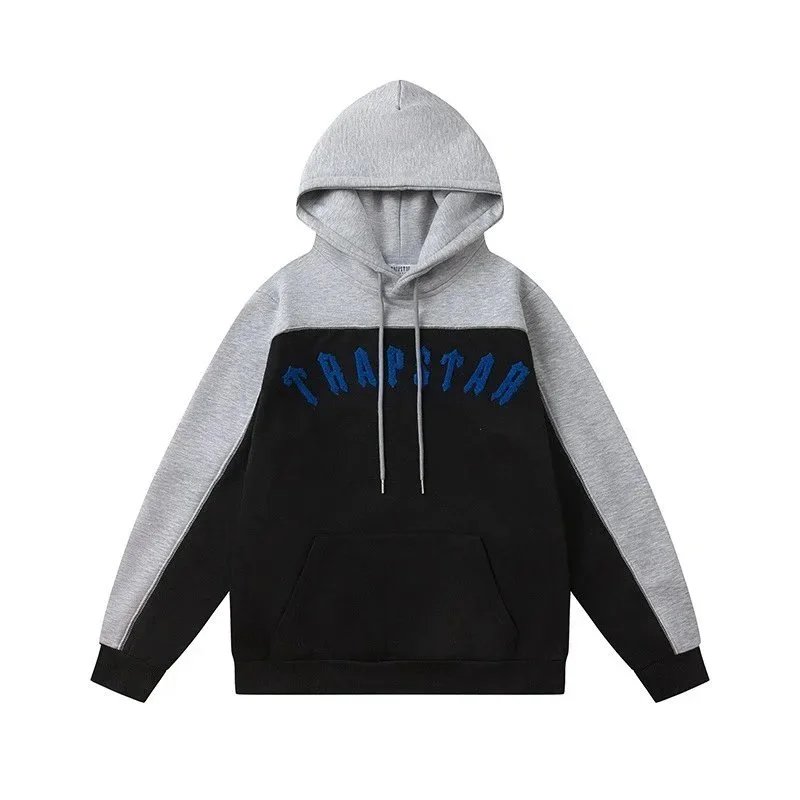 Trapstar Hooded Sweatshirt And Jogger Set Black Gray Contrast Sportswear