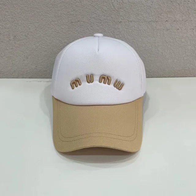 Miu Hats Embroidered Logo Two-Tone Baseball Cap product detail image 5