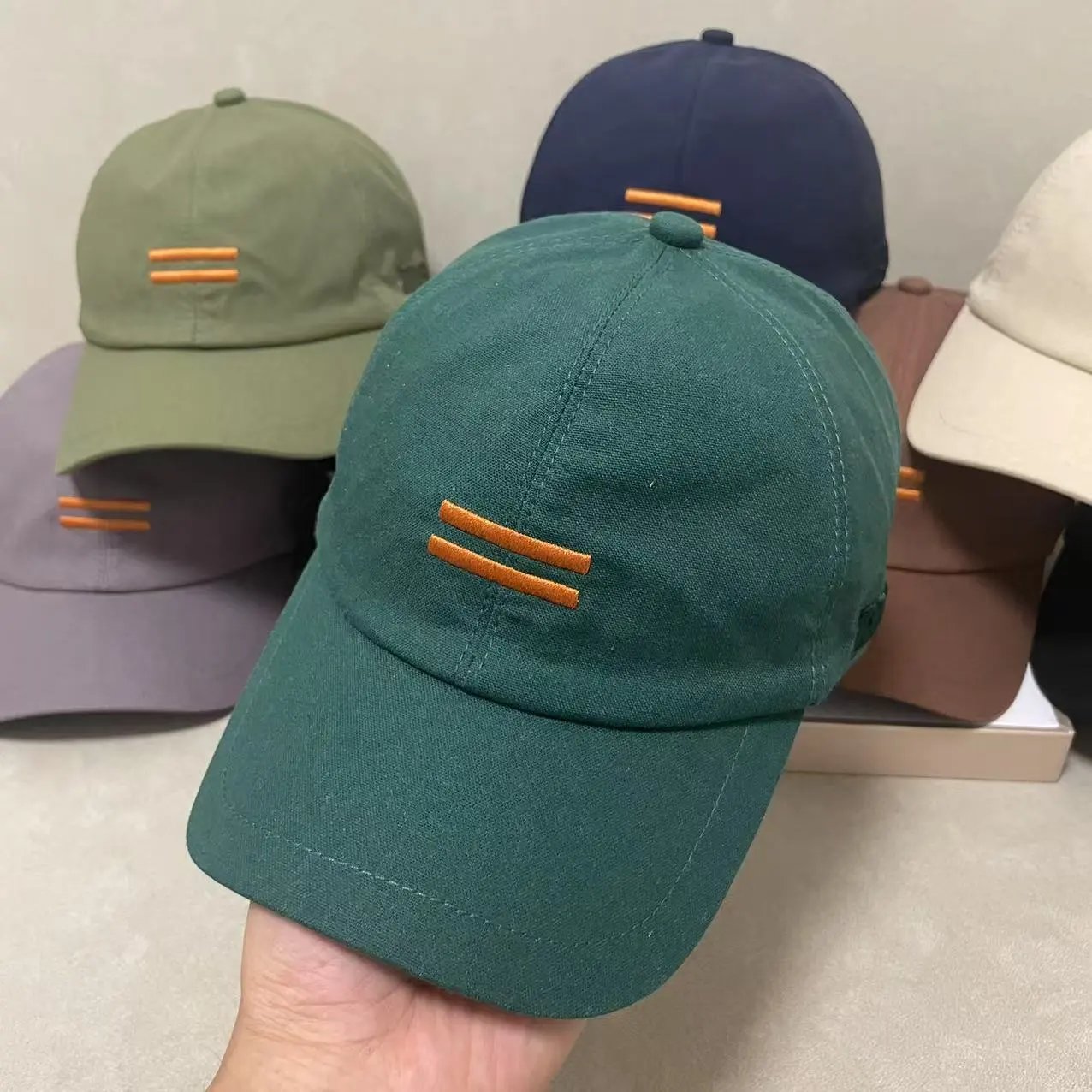 Unbranded Hats Embroidered Double-Bar Baseball Cap — Green