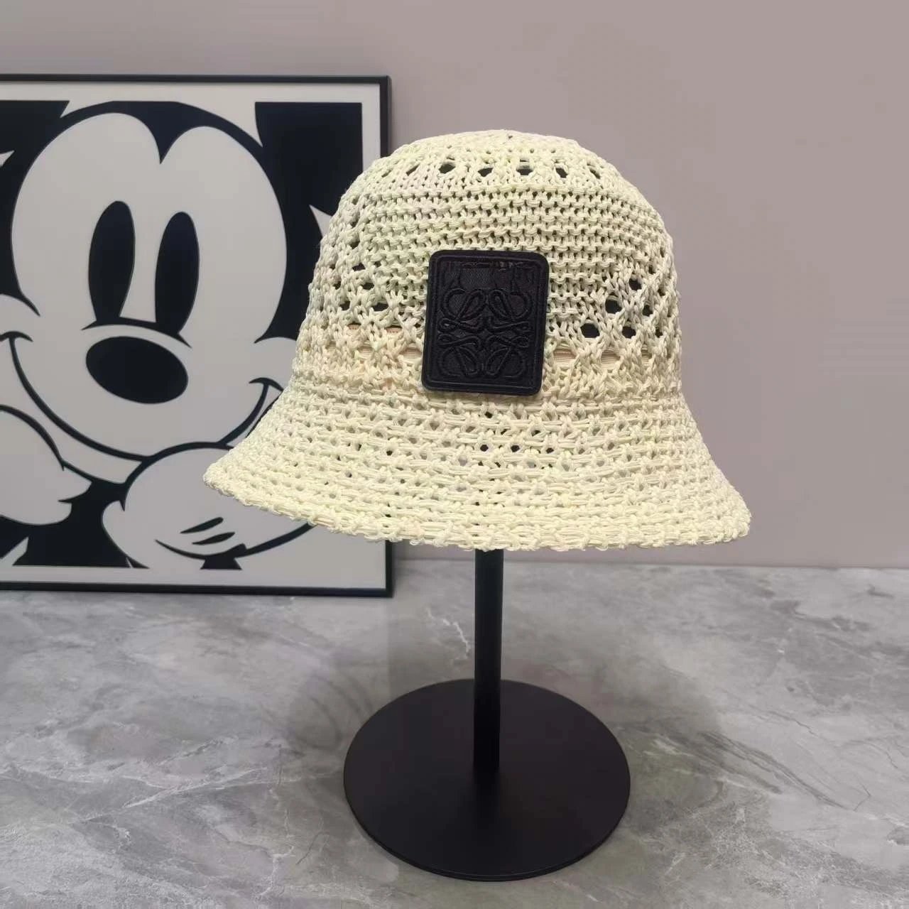 Crochet Bucket Hat Beige Blue Red Tan Black Bohemian