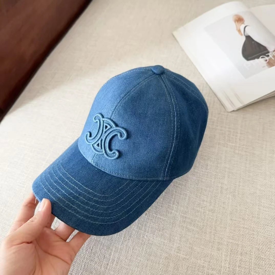Celine Logo Embroidered Beige Pink Black Brown Navy Denim Baseball Cap