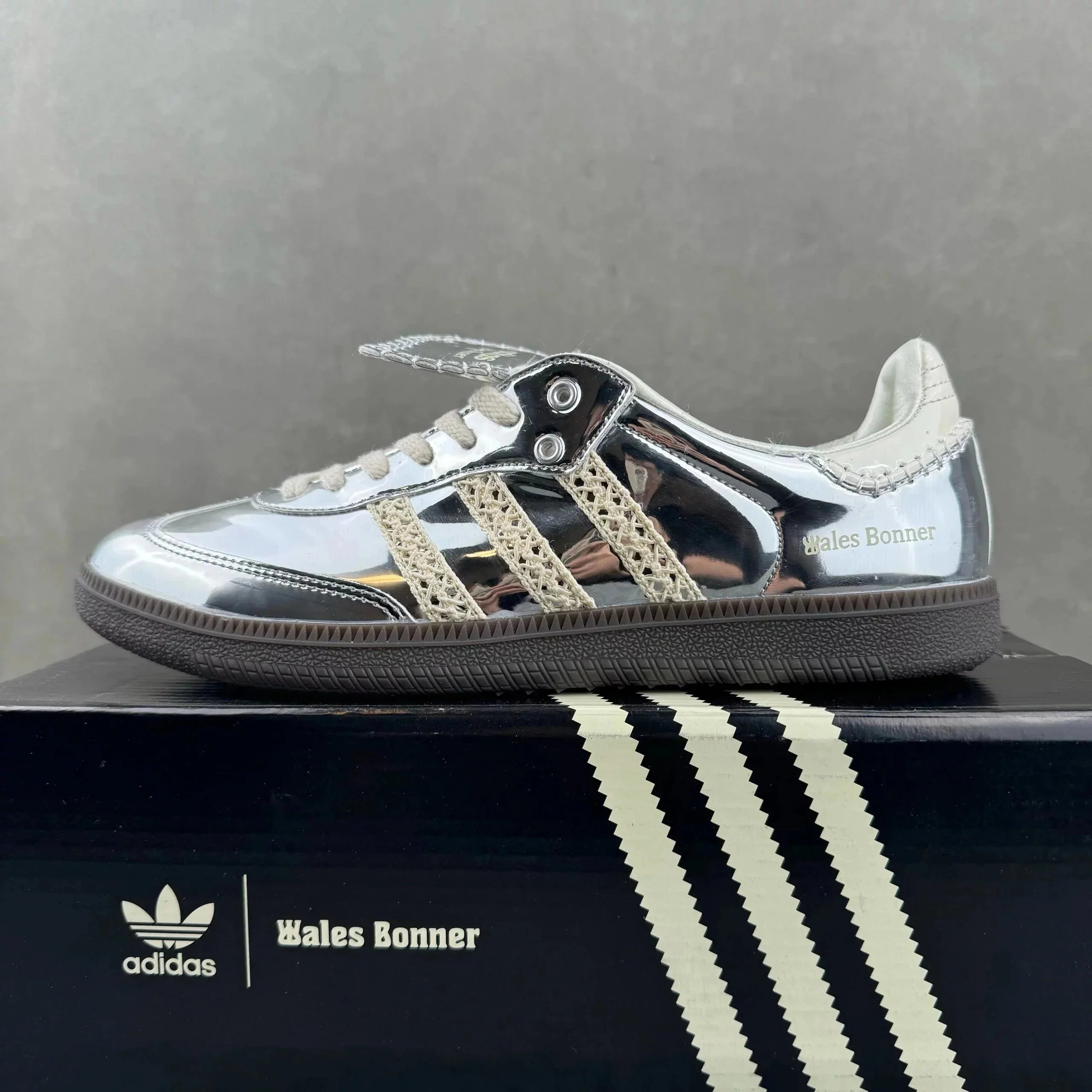 Adidas Wales Bonner Silver Metallic Lace-Up Sneakers