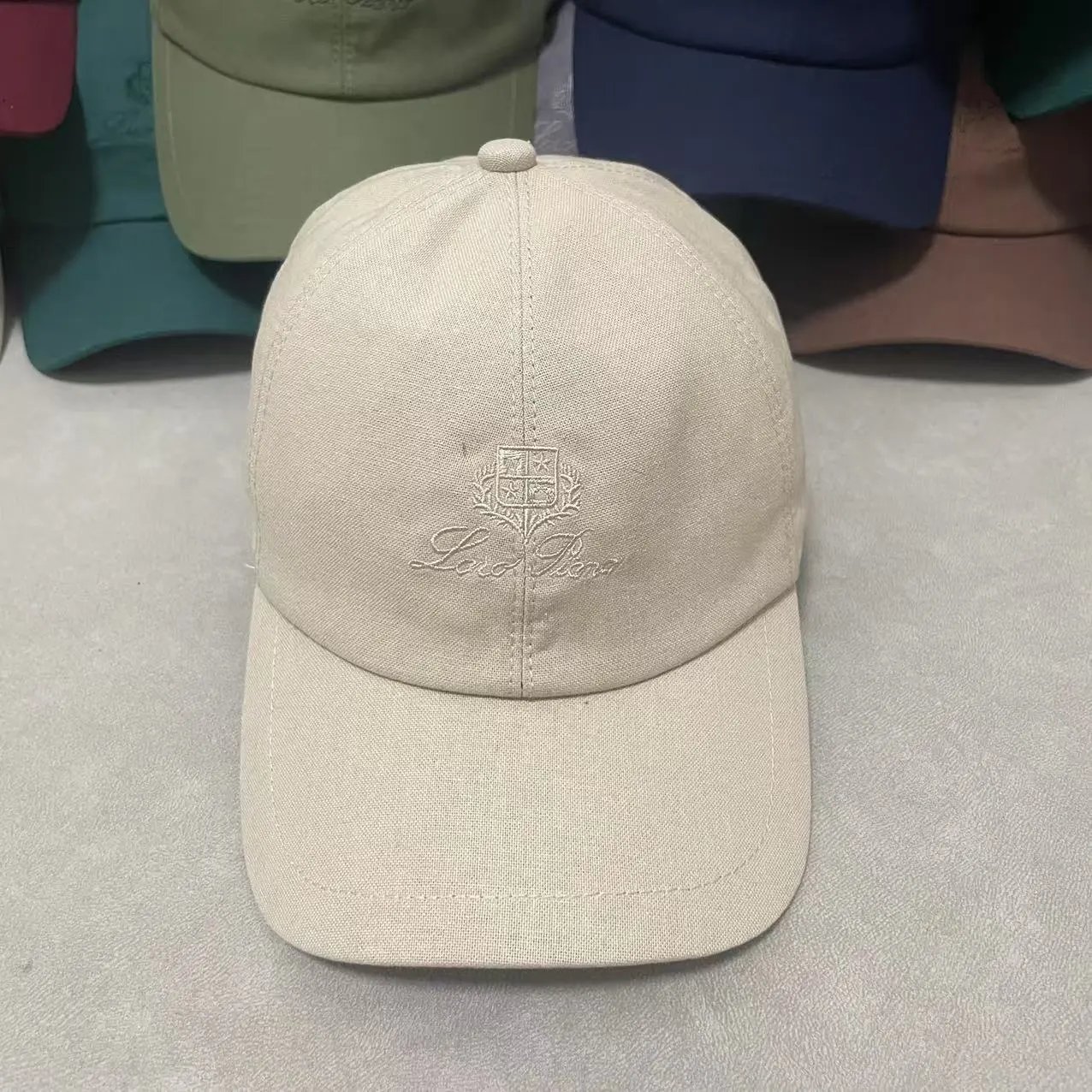 Loro Piana Hats Embroidered Crest Baseball Cap — Khaki