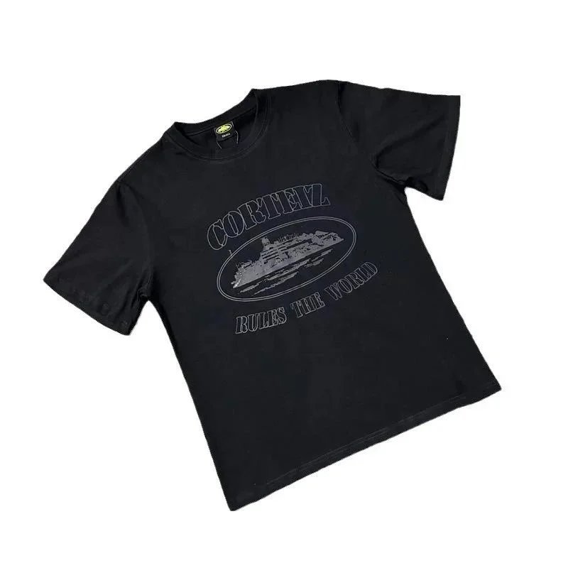 Corteiz Black Graphic Print Oversized T-Shirt