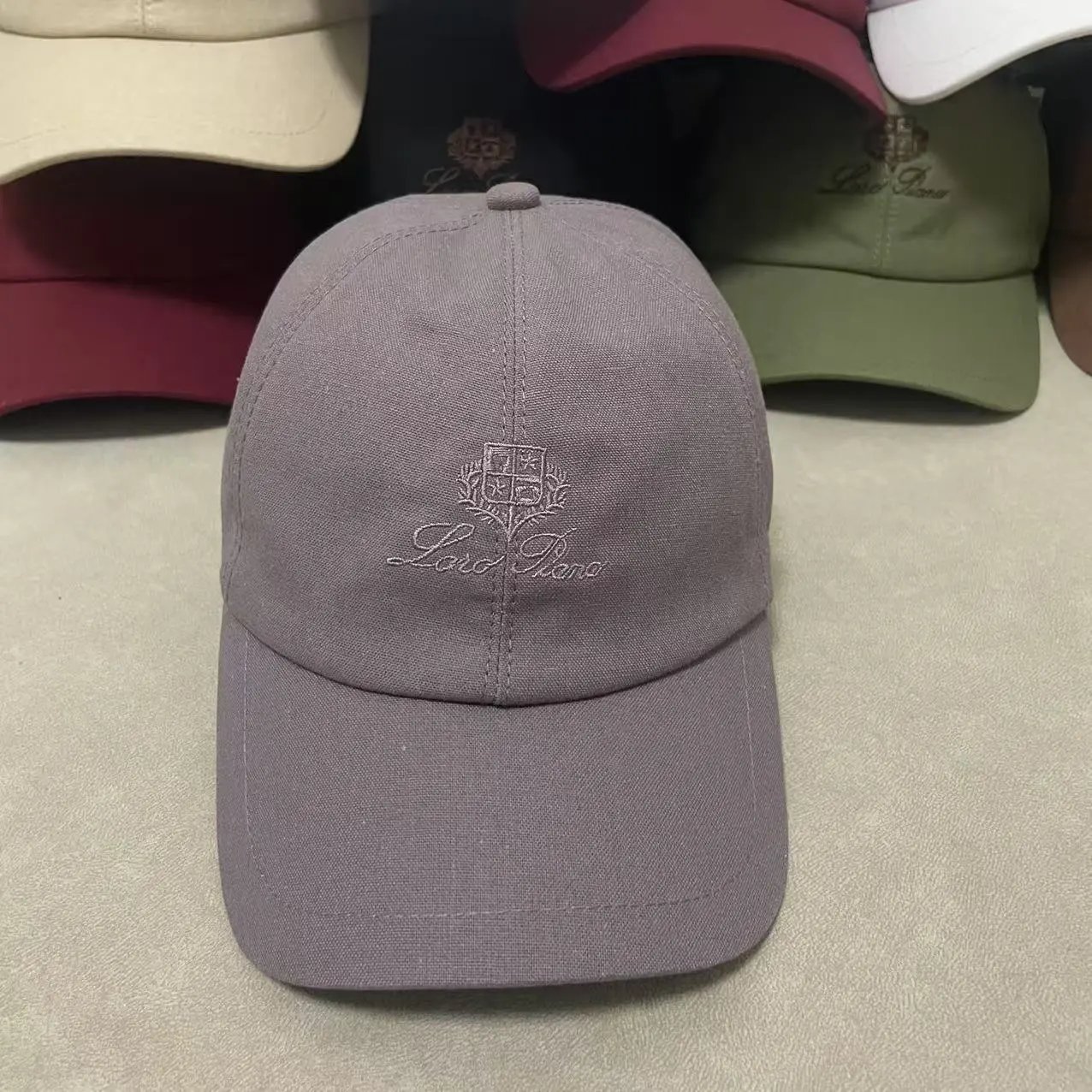 Loro Piana Hats Embroidered Crest Baseball Cap — Light purple