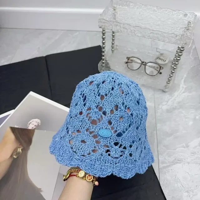alo Hats Crochet openwork bucket hat with scalloped brim product detail image 5