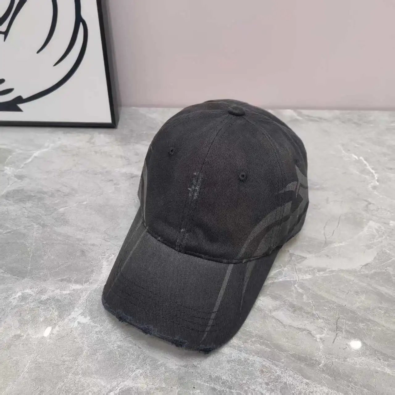 Distressed Cotton Baseball Cap Red Beige Brown Gray Black Pink Vintage
