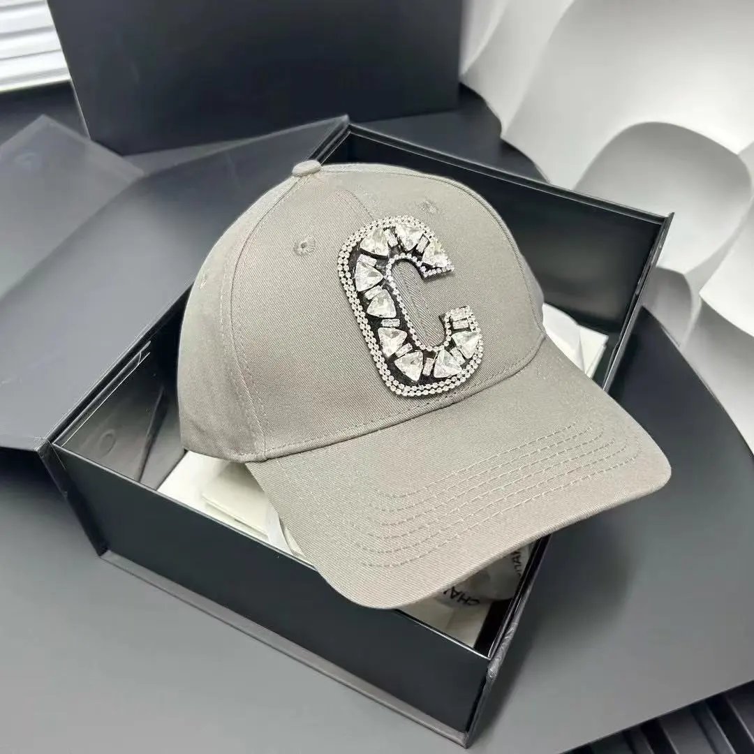 Chanel Hats Rhinestone C Letter Baseball Cap — Khaki