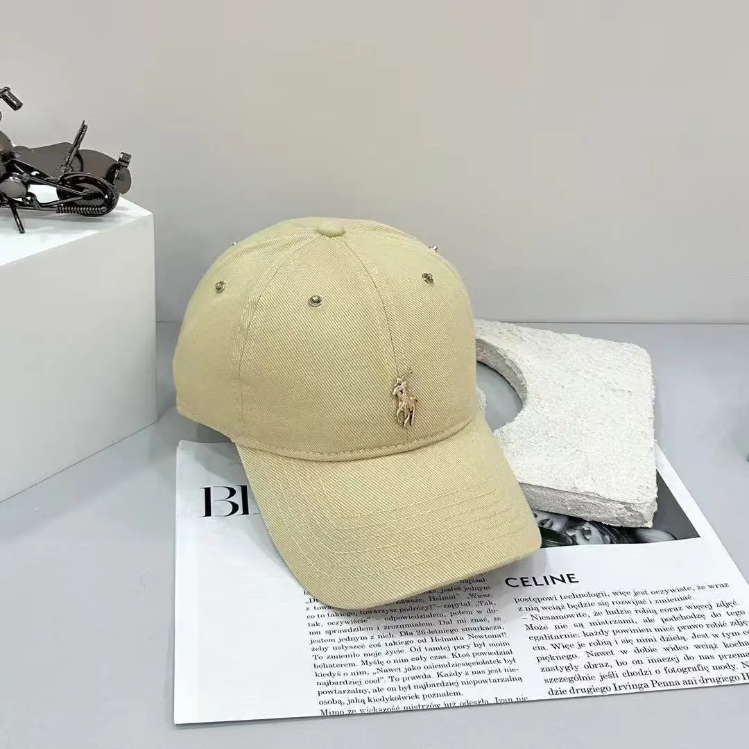 Polo Ralph Lauren Hats Rhinestone-studded baseball cap with metal Player logo — Khaki