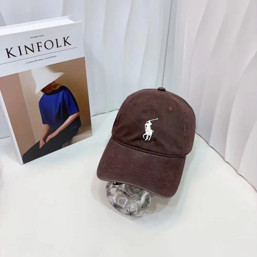 Ralph Lauren Hats Embroidered Polo Player Baseball Cap — Coffee color