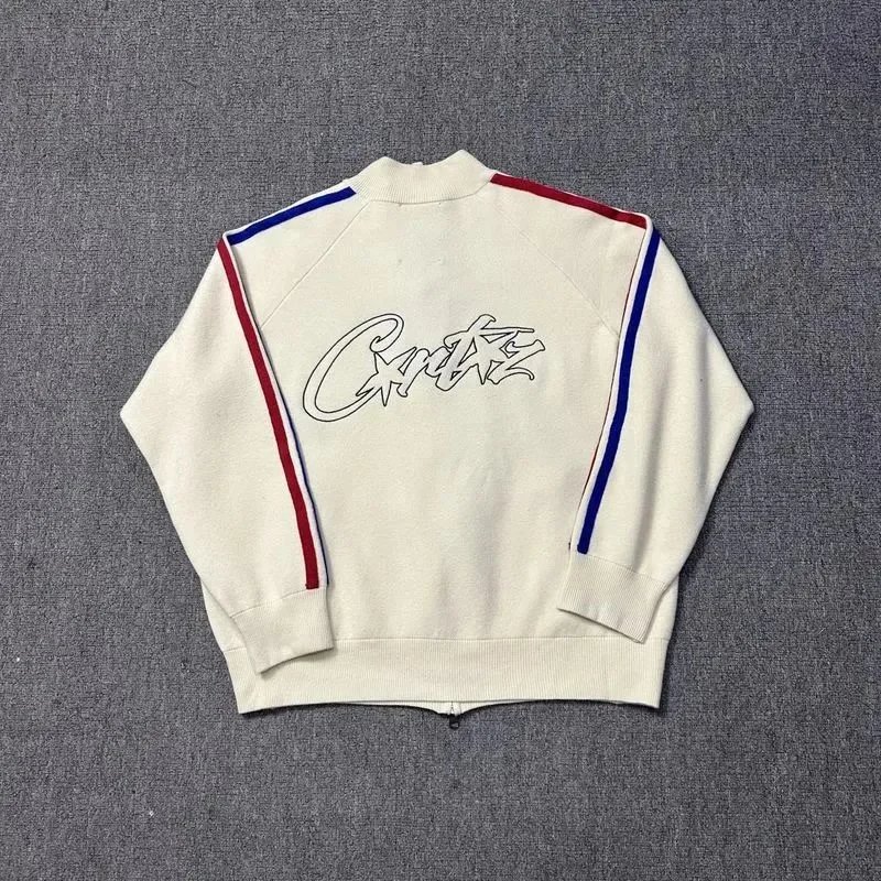 Crate Track Jacket Cream Navy Colorblock Retro
