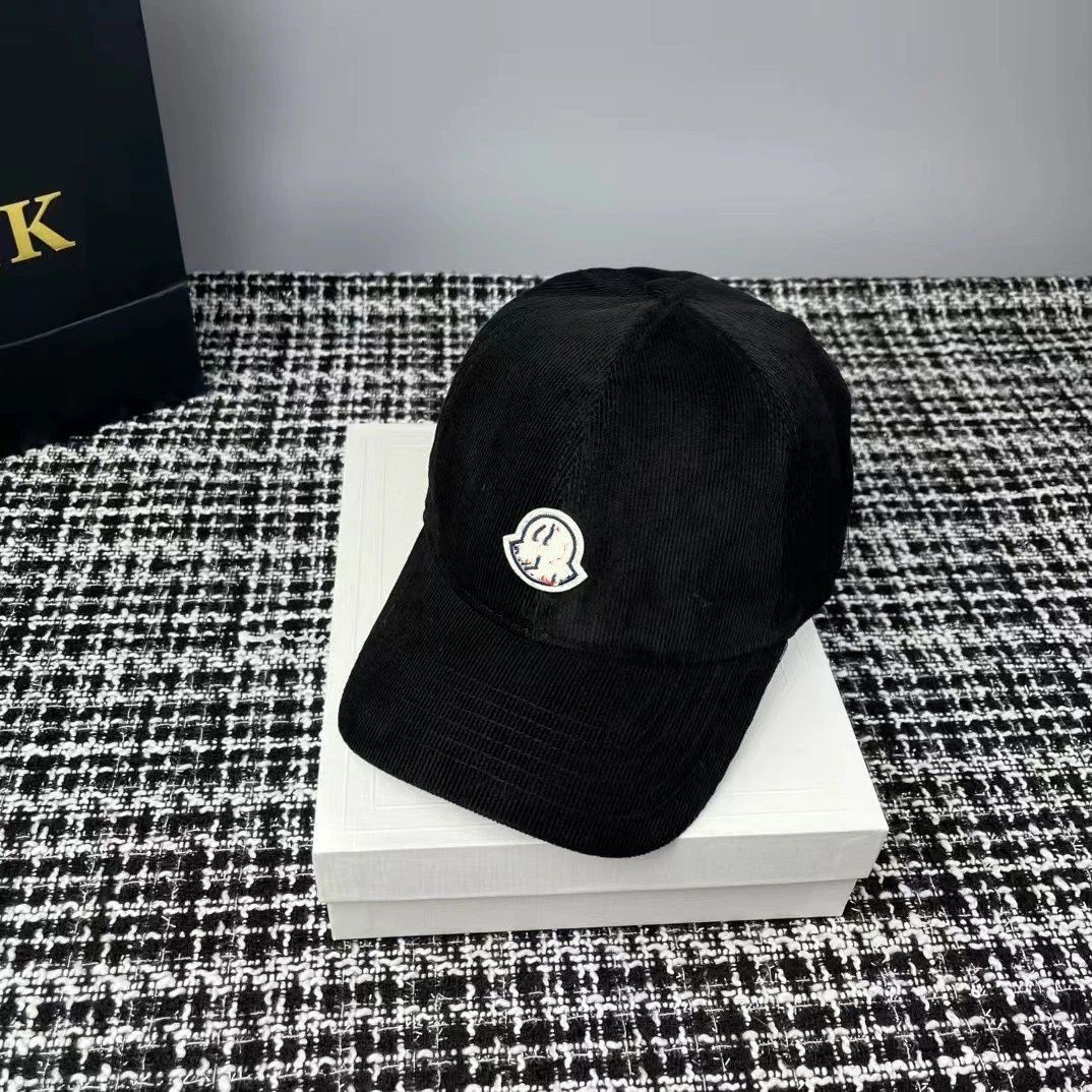 Moncler Logo Corduroy Baseball Cap Black Navy Olive Beige Burgundy Casual