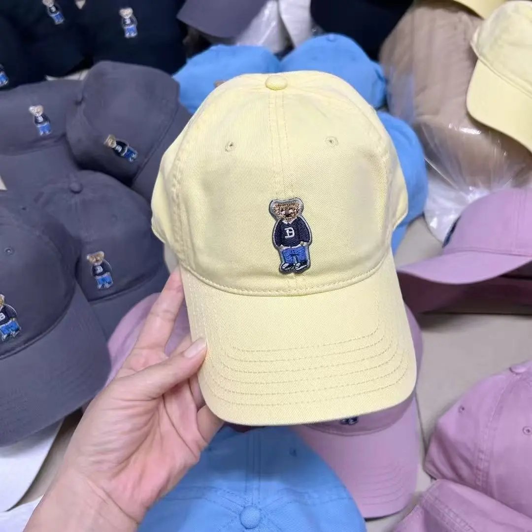 Polo Ralph Lauren Bear Embroidery Dad Hat White Navy Blue Gray Pink Beige Casual Cap