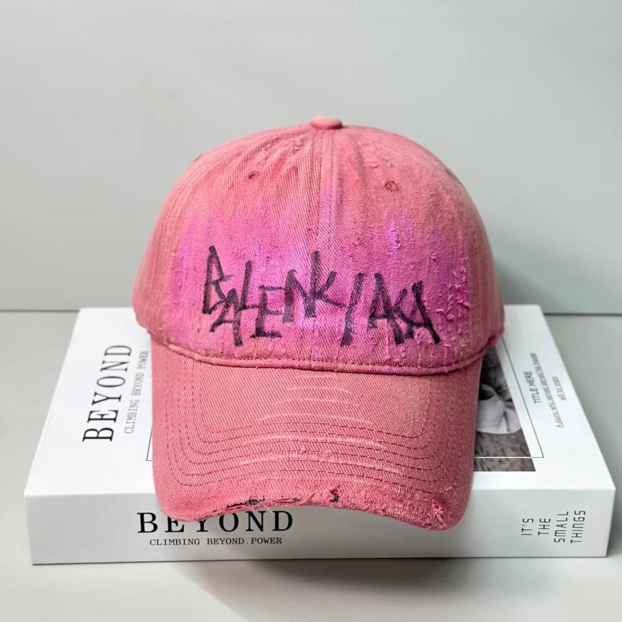 Balenciaga Denim Gray Distressed Baseball Cap