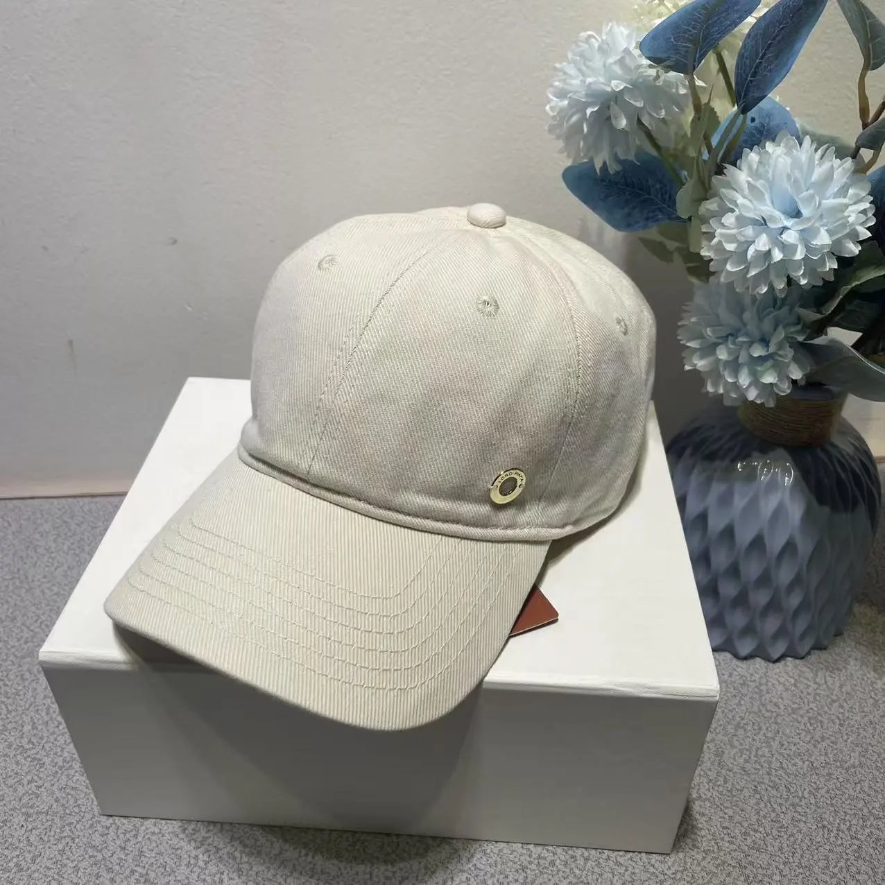 Cotton Baseball Cap Navy Beige White Classic Snapback