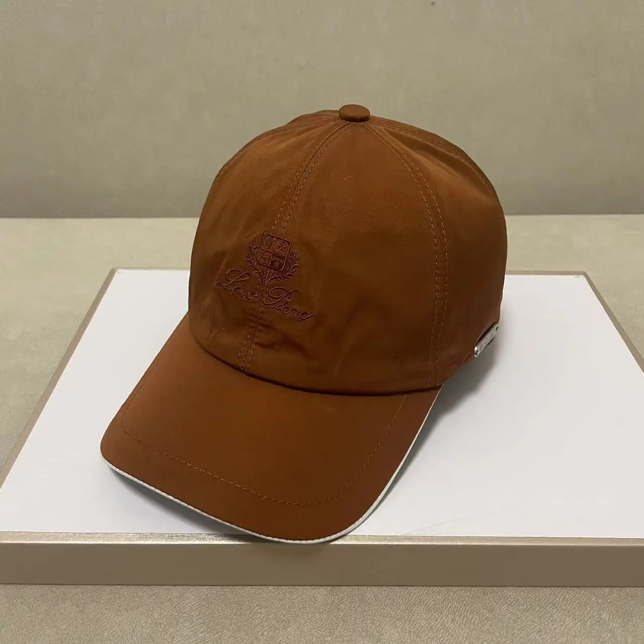 Loro Piana Hats Embroidered Logo Baseball Cap with Contrast Piping — Camel color