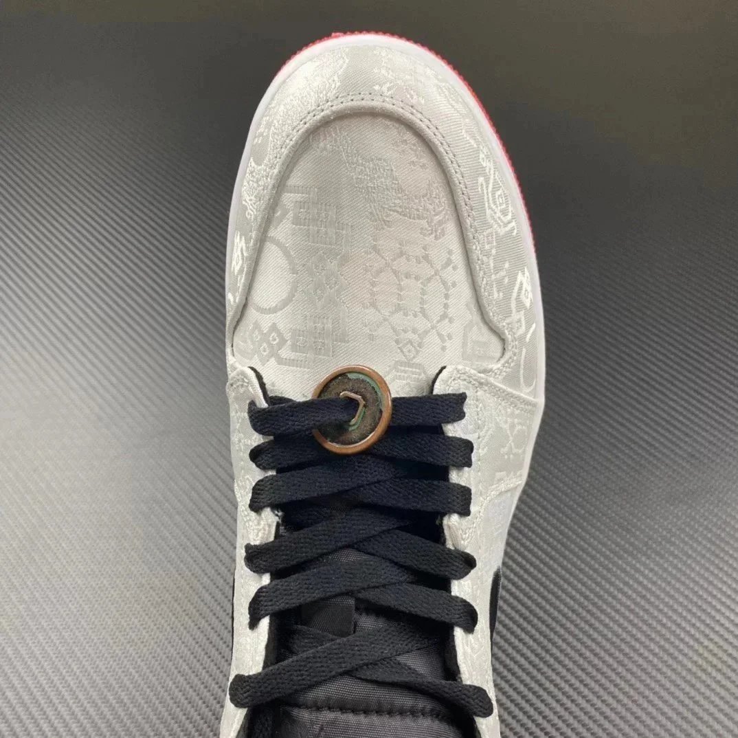 Nike Air Jordan 1 White Red Brocade High Top Sneakers