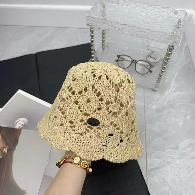 alo Hats Crochet openwork bucket hat with scalloped brim product detail image 3